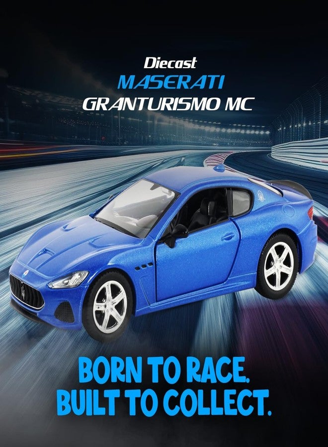 Rmz City 5 Inch Die Cast Maserati Granturismo MC Toy Car 1:32 Scale Model | Licensed Collectible Vehicle with Opening Doors & Pullback Action | International Series for Kids & Car Lovers | Blue - Image 3